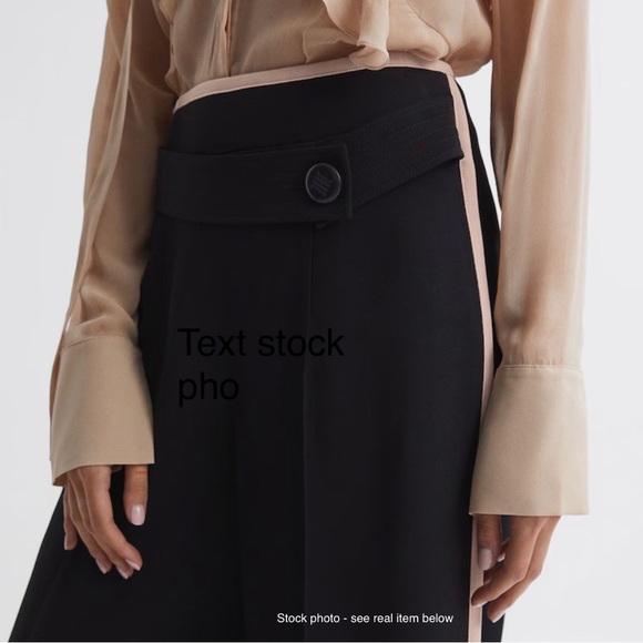 REISS Lina Wide Leg Pants Black Pink Trim NWT - US Size 6 - Picture 2 of 10